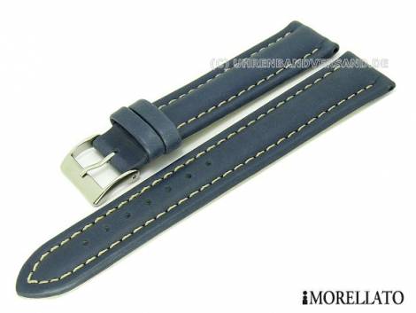 Watch band -Ontario- 18mm blue leather smooth padded by MORELLATO (width of buckle 16 mm) - Bild vergr��ern 