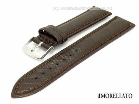 Watch strap 20mm dark brown -Thesis- morocco-leather stitched by MORELLATO (width of buckle 18 mm) - Bild vergr��ern 