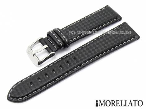 Watch strap 20mm black -Biking- Carbon-Look grey stitching by MORELLATO - Bild vergr��ern 