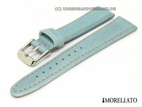 Watch band -Pentathlon- 18mm light blue aqua-wash-leather grained surface by MORELLATO - Bild vergr��ern 