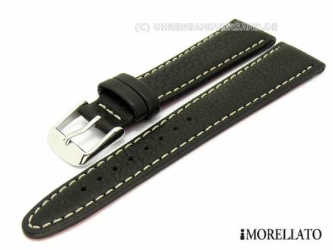 Watch band -Pentathlon- 20mm black aqua-wash-leather grained surface by MORELLATO - Bild vergr��ern 