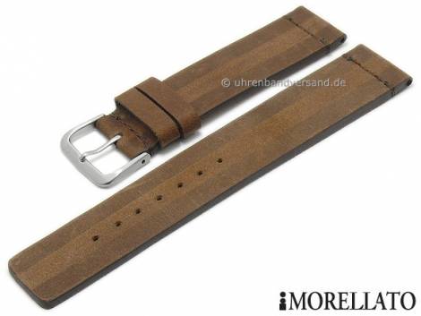 Watch strap -Vermeer- 22mm brown leather vintage look with light brown stripe by MORELLATO (width of buckle 22 mm) - Bild vergr��ern 