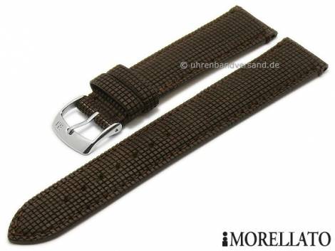 Wood/leather watch strap -Marinetti- 18mm dark brown checked pattern matt by MORELLATO (width of buckle 16 mm) - Bild vergrern 