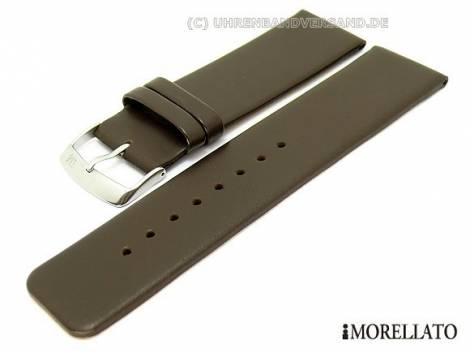 Watch strap -Large- 24mm dark brown thin without stitching smooth surface by MORELLATO (width of buckle 24 mm) - Bild vergrern 