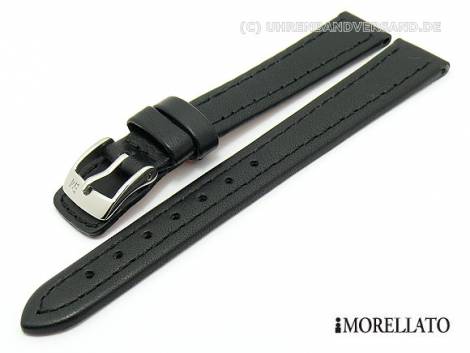 Watch strap -Anallergico- 14mm black real leather smooth stitching by MORELLATO (width of buckle 12 mm) - Bild vergr��ern 
