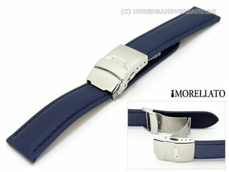 Watch strap -Challenge- 18mm blue calf's leather grained with deployment clasp by MORELLATO (width of buckle 16 mm) - Bild vergr��ern 