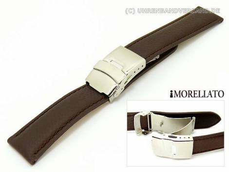 Watch strap -Challenge- 20mm dark brown calf's leather grained with deployment clasp by MORELLATO - Bild vergr��ern 