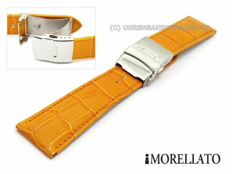 Watch strap -Tipo Chronotech- 24mm orange calf's leather alligator grain with clasp by MORELLATO - Bild vergr��ern 