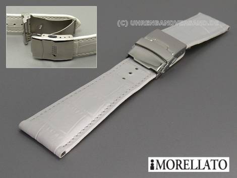 Watch strap -Tipo Chronotech- 24mm white calf's leather alligator grain with clasp by MORELLATO - Bild vergr��ern 