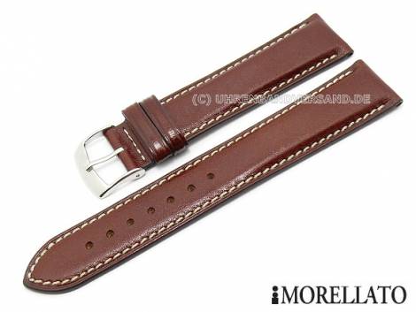 Watch band -Elite- 20mm auburn smooth light stitching by MORELLATO (width of buckle 18 mm) - Bild vergr��ern 