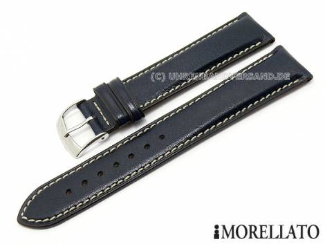 Watch band -Elite- 20mm dark blue smooth light stitching by MORELLATO (width of buckle 18 mm) - Bild vergr��ern 