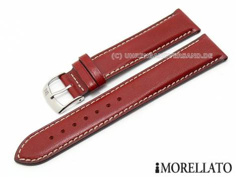 Watch band -Elite- 20mm red smooth light stitching by MORELLATO (width of buckle 18 mm) - Bild vergr��ern 