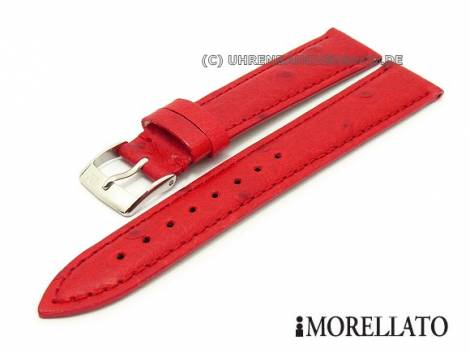 Watch strap 16mm red -Chagall- real leather ostrich grain stitched by MORELLATO - Bild vergr��ern 