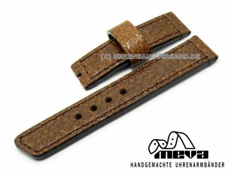 Hand made watch strap leather 20mm brown stitched salmon (width of buckle 20 mm) - Bild vergr��ern 