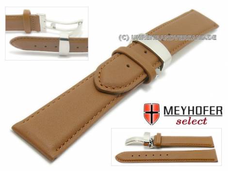 Watch band -Stavanger- 17mm light brown leather with flip clasp by MEYHOFER (width of buckle 16 mm) - Bild vergrern 