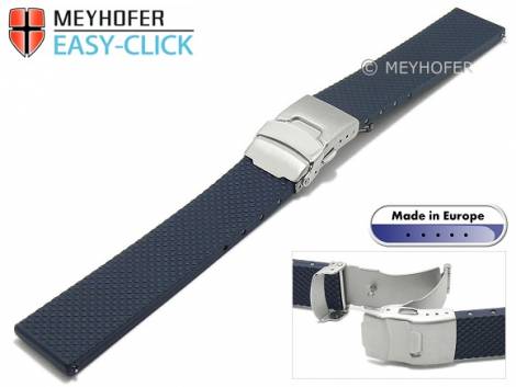 Meyhofer EASY-CLICK watch strap -Casoria- 24mm dark blue caoutchouc patterned with clasp (width of clasp 20 mm) - Bild vergr��ern 