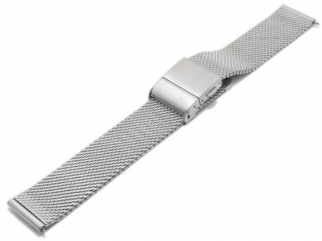 Meyhofer EASY-CLICK watch strap -Brownwood- 16mm silver mesh fine structure with clasp - Bild vergrern 