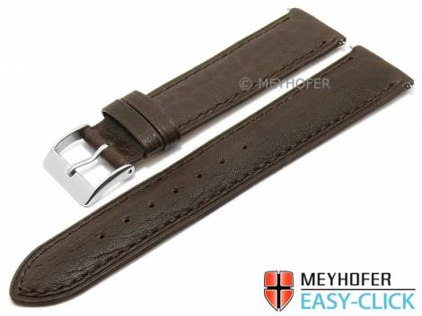 Meyhofer EASY-CLICK watch strap -Acadia- 18mm dark brown leather lightly grain matt stitched (width of buckle 16 mm) - Bild vergr��ern 