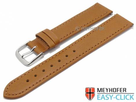 Meyhofer EASY-CLICK watch strap -Forillon- 16mm light brown leather smooth matt stitched (width of buckle 14 mm) - Bild vergr��ern 