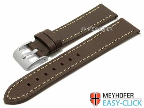 Meyhofer EASY-CLICK watch strap -Oakville- 22mm dark brown saddle leather smooth light stitching (width of buckle 20 mm) - Bild vergr��ern 