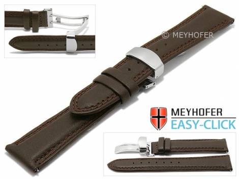 Meyhofer EASY-CLICK watch strap -Keystone- 22mm dark brown leather double stitching with clasp (width of clasp 20 mm) - Bild vergr��ern 