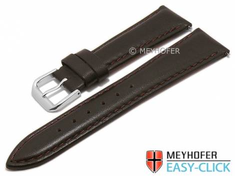Meyhofer EASY-CLICK watch strap XS -Prineville- 24mm dark brown leather smooth stitched (width of buckle 22 mm) - Bild vergr��ern 