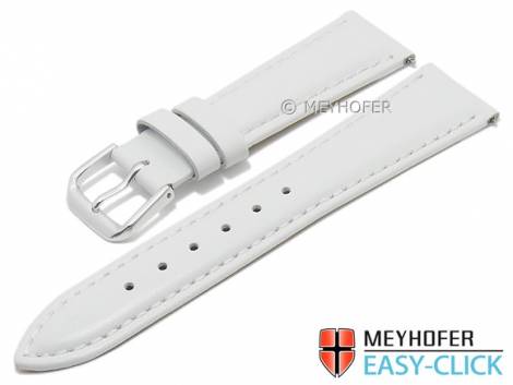 Meyhofer EASY-CLICK watch strap XS -Prineville- 24mm white leather smooth stitched (width of buckle 22 mm) - Bild vergrern 