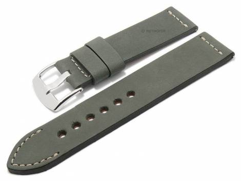 HAND MADE IN GERMANY: Meyhofer EASY-CLICK watch strap AMBERG 24mm dark grey leather vegetable (width of buckle 24 mm) - Bild vergrern 