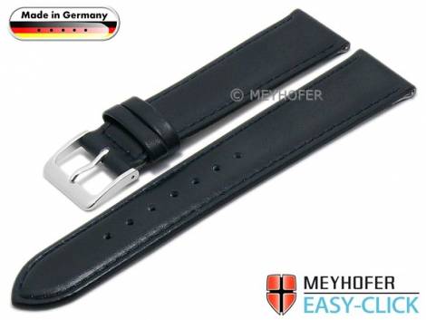 Meyhofer EASY-CLICK watch strap -Naab- 20mm dark blue leather smooth stitched (width of buckle 18 mm) - Bild vergr��ern 