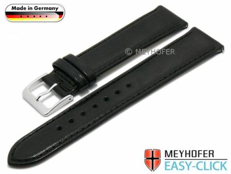 Meyhofer EASY-CLICK watch strap -Naab- 18mm black leather smooth stitched (width of buckle 16 mm) - Bild vergr��ern 