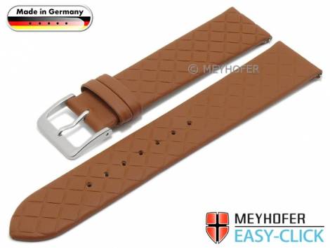 Meyhofer EASY-CLICK watch strap -Mainz- 20mm l. brown leather diamond pattern without stitched (width of buckle 18 mm) - Bild vergrern 