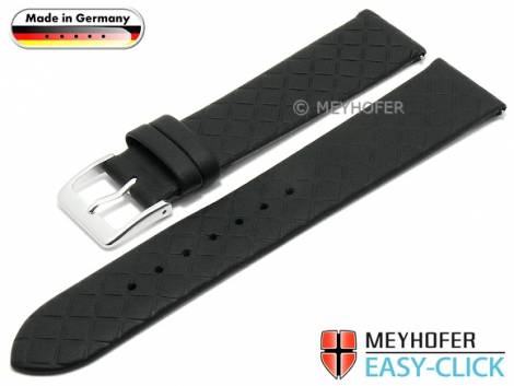 Meyhofer EASY-CLICK watch strap -Mainz- 16mm black leather diamond pattern without stitching (width of buckle 16 mm) - Bild vergrern 