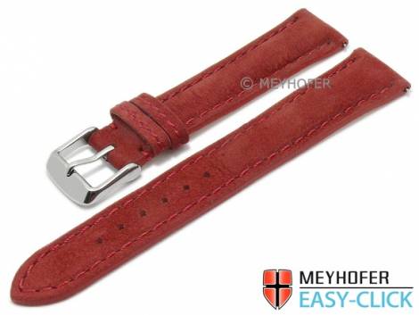Meyhofer EASY-CLICK watch strap -Yellowstone- 24mm dark red leather suede like stitched (width of buckle 20 mm) - Bild vergr��ern 