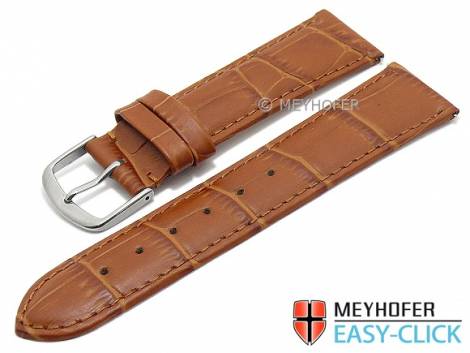 Watch strap Meyhofer EASY-CLICK XS -Biscayne- 16mm light brown leather alligator grain stitched (width of buckle 14 mm) - Bild vergr��ern 