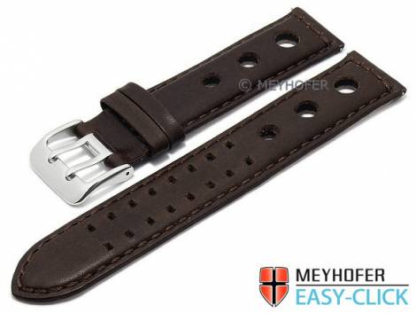 Meyhofer EASY-CLICK watch strap -Arches- 22mm dark brown leather vegetable tanned racing look (width of buckle 20 mm) - Bild vergr��ern 