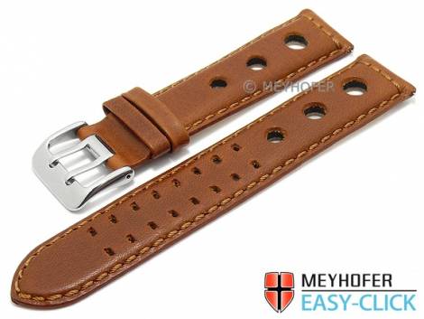 Meyhofer EASY-CLICK watch strap -Arches- 24mm light brown leather vegetable tanned racing look (width of buckle 22 mm) - Bild vergr��ern 