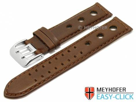 Meyhofer EASY-CLICK watch strap -Arches- 22mm brown leather vegetable tanned racing look (width of buckle 20 mm) - Bild vergr��ern 