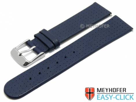Meyhofer EASY-CLICK watch strap -Adelaide- 22mm dark blue leather perforated matt (width of buckle 20 mm) - Bild vergr��ern 