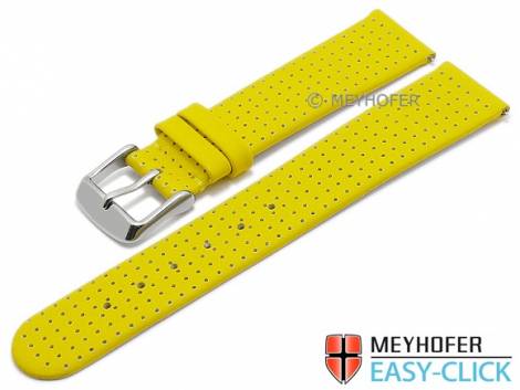 Meyhofer EASY-CLICK watch strap -Adelaide- 20mm yellow leather perforated matt (width of buckle 18 mm) - Bild vergr��ern 