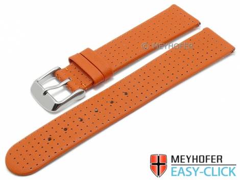 Meyhofer EASY-CLICK watch strap -Adelaide- 20mm orange leather perforated matt (width of buckle 18 mm) - Bild vergr��ern 