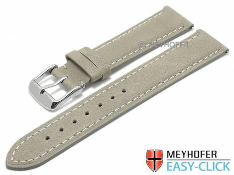 Meyhofer EASY-CLICK watch strap -Bryce- 18mm light grey leather vintage look light stitching (width of buckle 16 mm) - Bild vergrern 