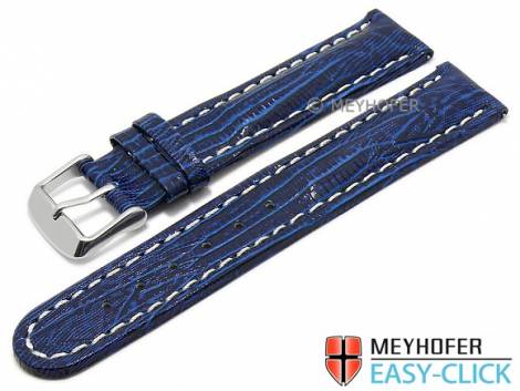 Meyhofer EASY-CLICK watch strap -Agudo- 24mm dark blue leather teju grain light stitching (width of buckle 22 mm) - Bild vergr��ern 