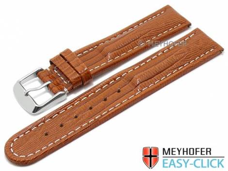 Meyhofer EASY-CLICK watch strap -Agudo- 20mm red brown leather teju grain light stitching (width of buckle 20 mm) - Bild vergrern 