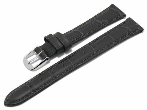 Meyhofer EASY-CLICK watch strap XL -Payson- 14mm dark grey leather alligator grain stitched (width of buckle 12 mm) - Bild vergr��ern 
