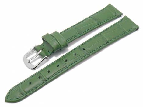 Meyhofer EASY-CLICK watch strap -Sacaton- 14mm green leather alligator grain stitched (width of buckle 12 mm) - Bild vergr��ern 