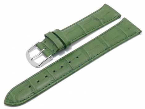 Meyhofer EASY-CLICK watch strap -Sacaton- 15mm green leather alligator grain stitched (width of buckle 14 mm) - Bild vergrern 