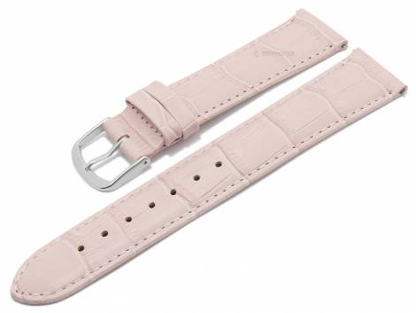 Meyhofer EASY-CLICK watch strap -Sacaton- 24mm pink leather alligator grain stitched (width of buckle 22 mm) - Bild vergr��ern 