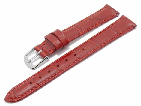 Meyhofer EASY-CLICK watch strap -Sacaton- 13mm red leather alligator grain stitched (width of buckle 12 mm) - Bild vergrern 