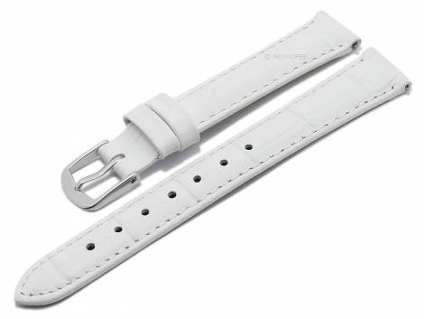 Meyhofer EASY-CLICK watch strap -Sacaton- 13mm white leather alligator grain stitched (width of buckle 12 mm) - Bild vergr��ern 