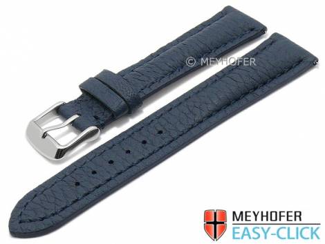 Meyhofer EASY-CLICK watch strap -Hartington- 22mm dark blue genuine deer leather grain stitched (width of buckle 20 mm) - Bild vergr��ern 